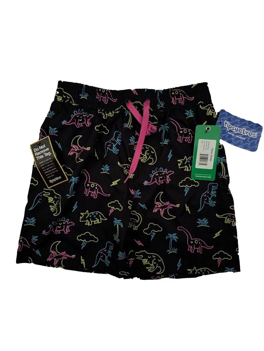 Tipsy Elves Kids Dino Desert Swim Trunks Green L